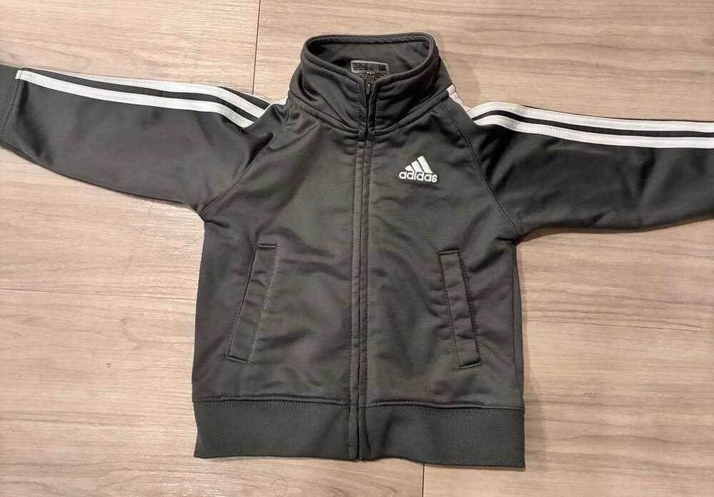 Adidas Track Jacket 18M Grey Full Zip 3 Stripe Toddler